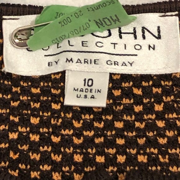 ST JOHN COLLECTION Size 10 Orange & Dark Brown Checked Front Zip Jacket - Picture 2 of 11